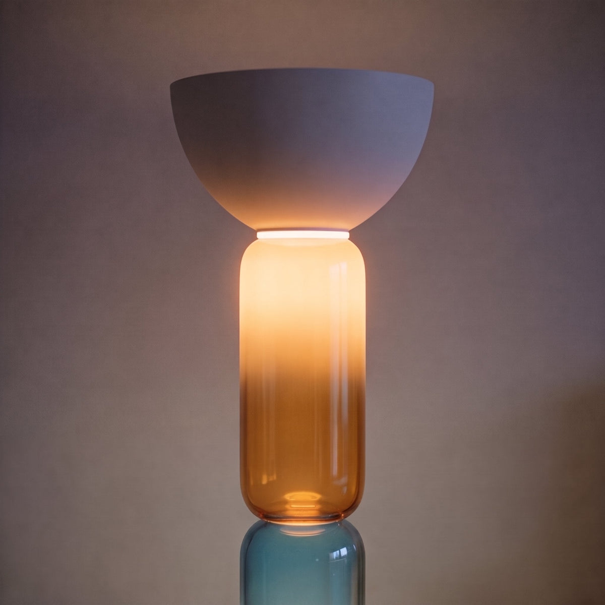 Wrought Iron Floor Lamp Glass Shade Adjustable LED
