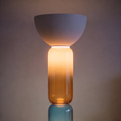 Wrought Iron Floor Lamp Glass Shade Adjustable LED