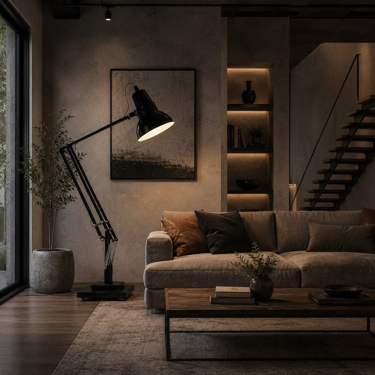 Giant Metal Floor Lamp Adjustable Living Room Light