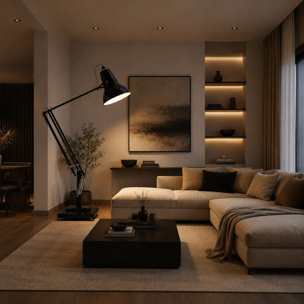 Giant Metal Floor Lamp Adjustable Living Room Light