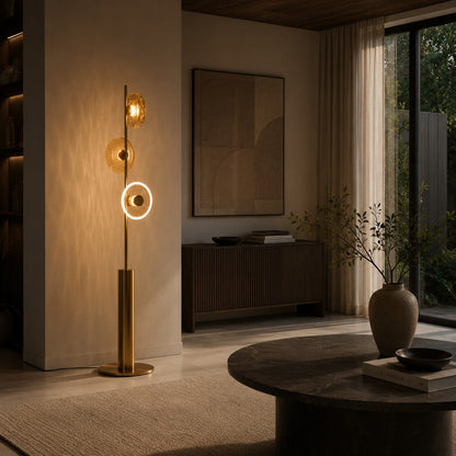 Cracked Glass Floor Lamp Bronze Adjustable LED Light