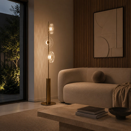 Cracked Glass Floor Lamp Bronze Adjustable LED Light