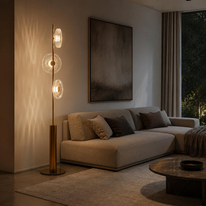 Cracked Glass Floor Lamp Bronze Adjustable LED Light