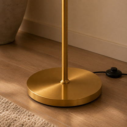 Opaline Glass Floor Lamp Gold LED Adjustable 150cm