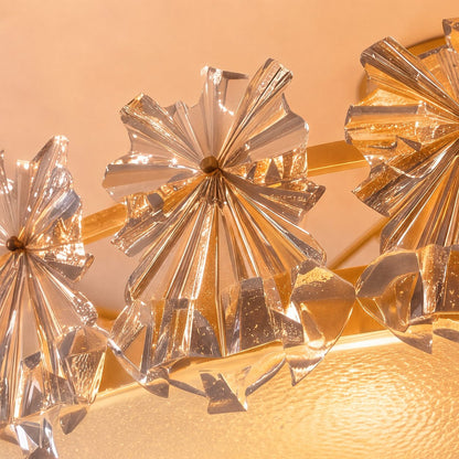 Starburst Glass Ceiling Light Copper Frame LED Flush Mount Soft Ambient