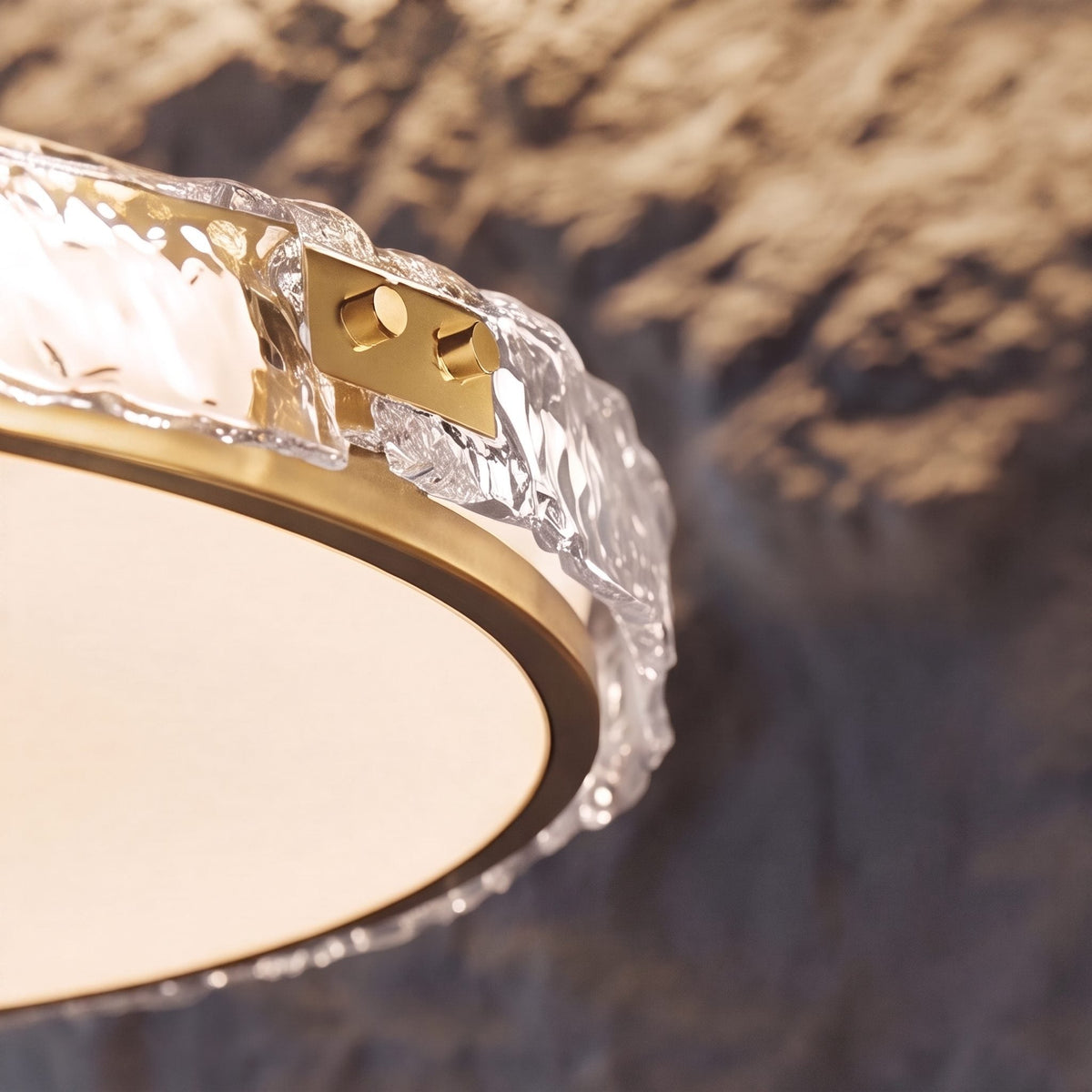Copper & Glass Circular LED Flush Mount Ceiling Light Soft Ambient Glow