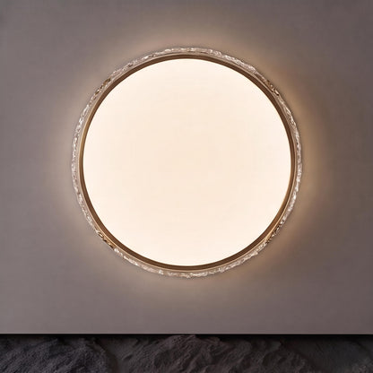 Copper & Glass Circular LED Flush Mount Ceiling Light Soft Ambient Glow