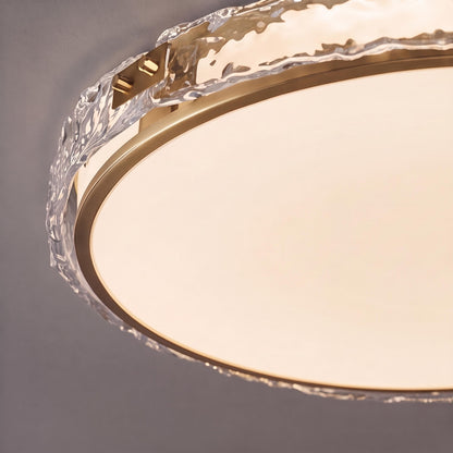 Copper & Glass Circular LED Flush Mount Ceiling Light Soft Ambient Glow