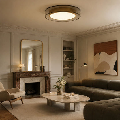 Modern Flush Mount Ceiling Light with Layered Glass and Energy Saving LED Technology