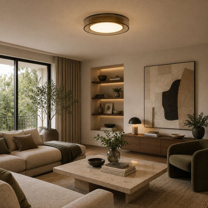 Modern Flush Mount Ceiling Light with Layered Glass and Energy Saving LED Technology