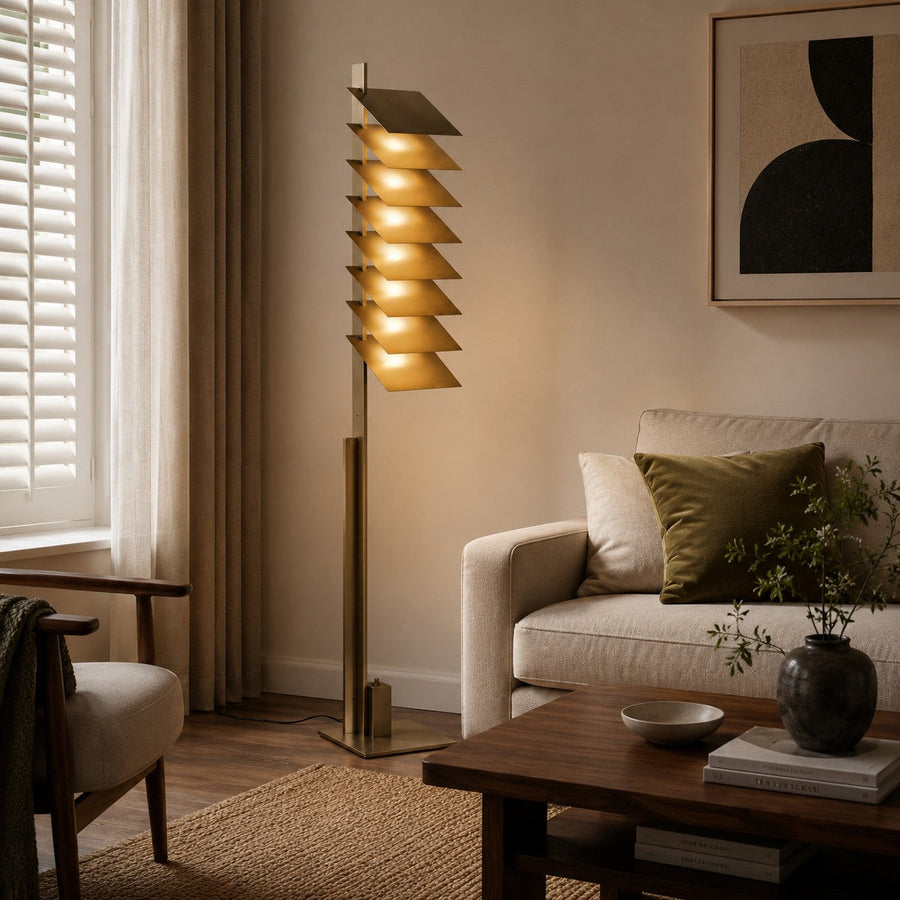 Industrial Aluminium Shade Floor Lamp Bronze LED