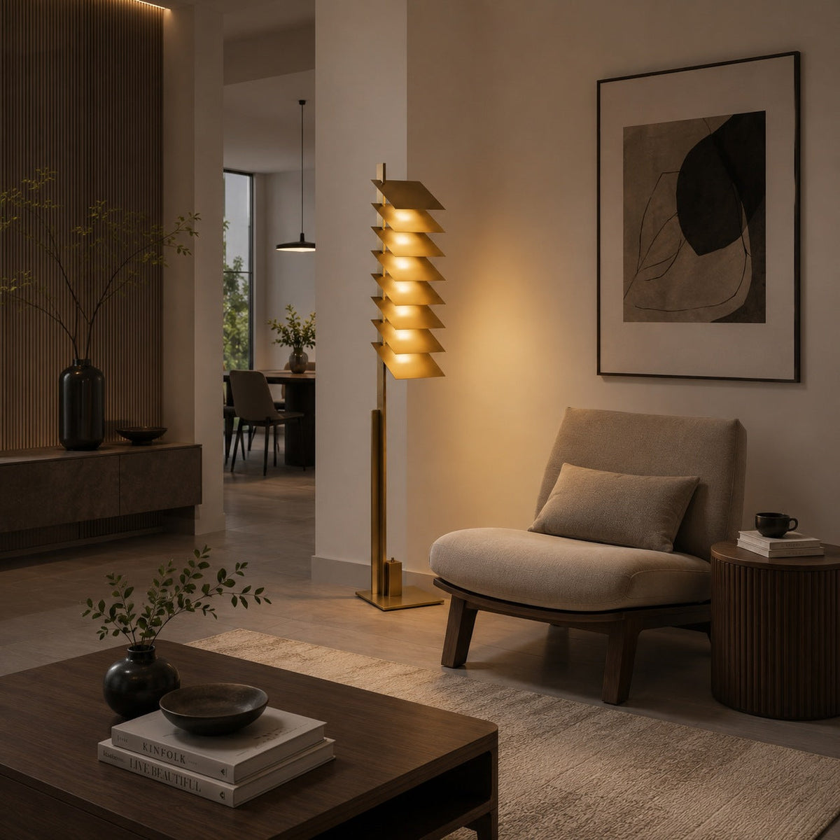 Industrial Aluminium Shade Floor Lamp Bronze LED