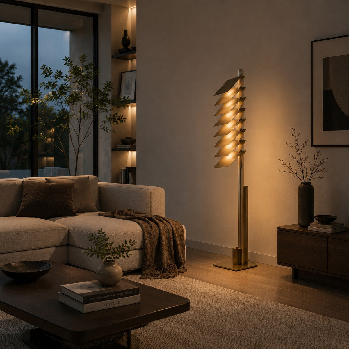 Industrial Aluminium Shade Floor Lamp Bronze LED