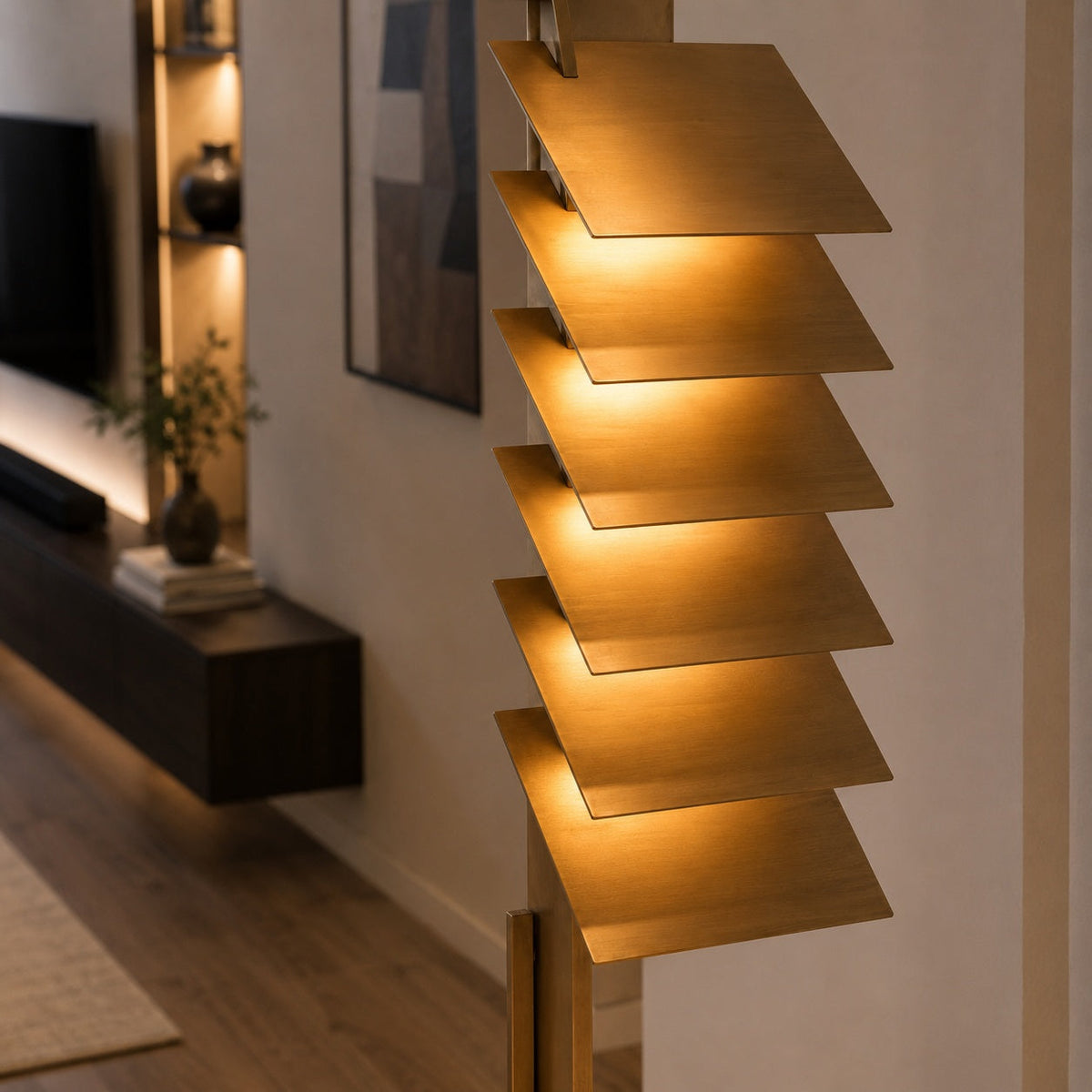 Industrial Aluminium Shade Floor Lamp Bronze LED