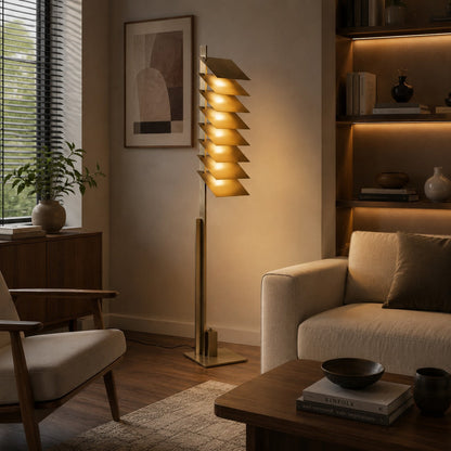Industrial Aluminium Shade Floor Lamp Bronze LED