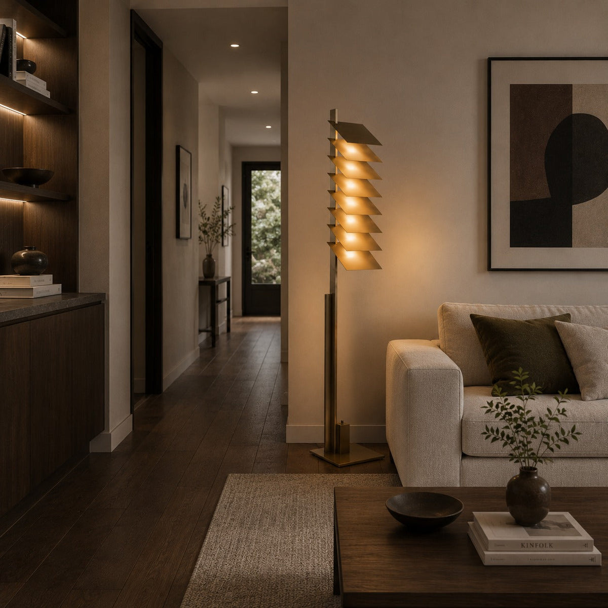 Industrial Aluminium Shade Floor Lamp Bronze LED