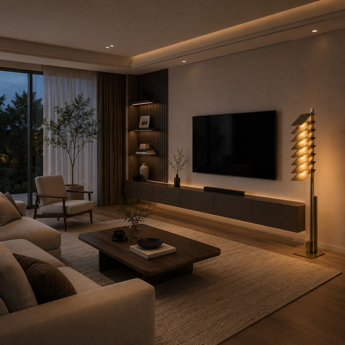 Industrial Aluminium Shade Floor Lamp Bronze LED