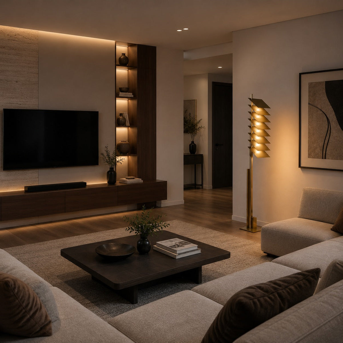 Industrial Aluminium Shade Floor Lamp Bronze LED