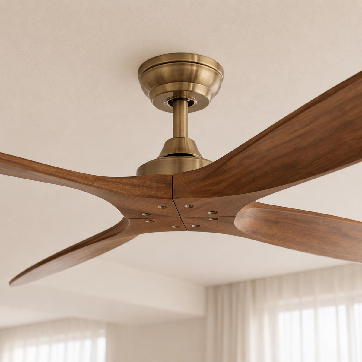 Bronze & Natural Wood Blade DC Ceiling Fan 152 cm with 2 or 4 Blades and Remote