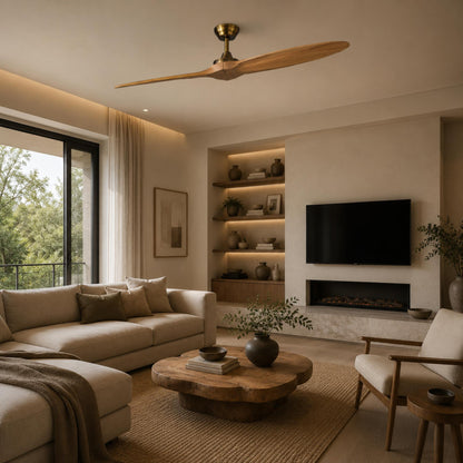 Bronze & Natural Wood Blade DC Ceiling Fan 152 cm with 2 or 4 Blades and Remote