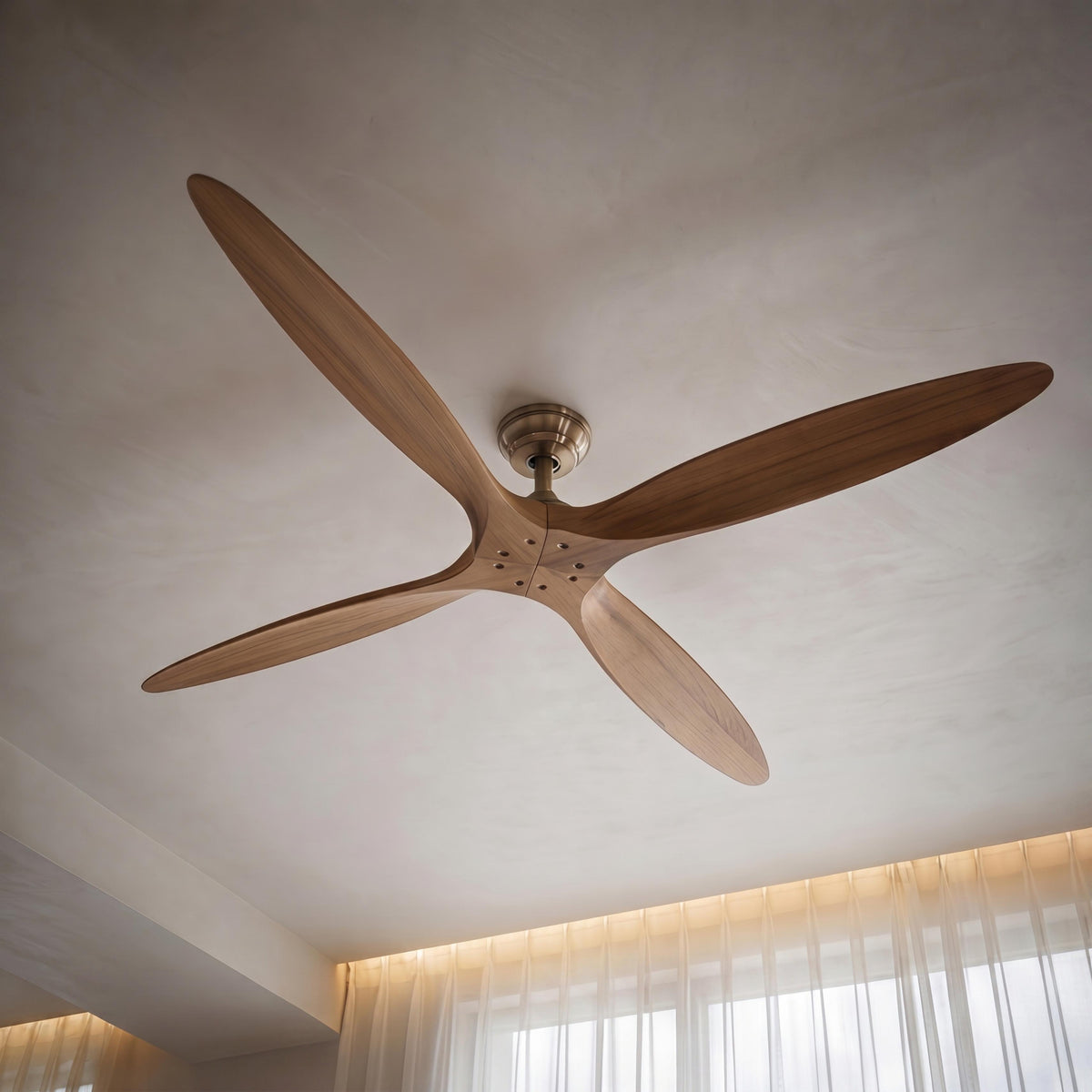 Bronze & Natural Wood Blade DC Ceiling Fan 152 cm with 2 or 4 Blades and Remote