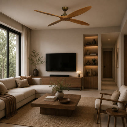 Bronze & Natural Wood Blade DC Ceiling Fan 152 cm with 2 or 4 Blades and Remote