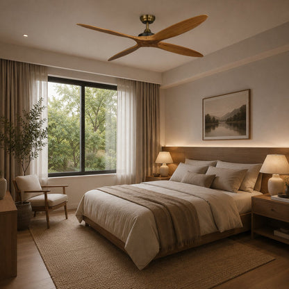 Bronze & Natural Wood Blade DC Ceiling Fan 152 cm with 2 or 4 Blades and Remote
