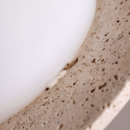 Travertine Ceiling Light Glass Shade G9 LED Flush Mount Wabi-Sabi Minimalist