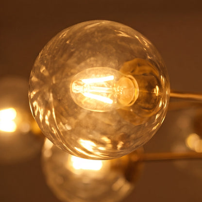 Mid-Century Tiered Sputnik Chandelier Brass 12 Glass Globe
