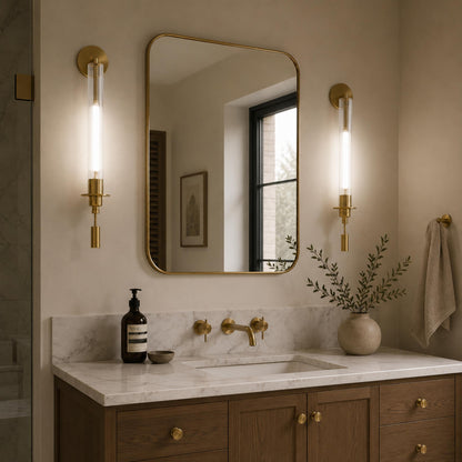 Copper Frame Wall Light Clear Glass Shade LED Accent