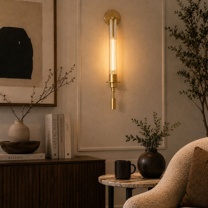Copper Frame Wall Light Clear Glass Shade LED Accent