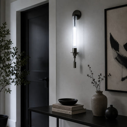 Copper Frame Wall Light Clear Glass Shade LED Accent