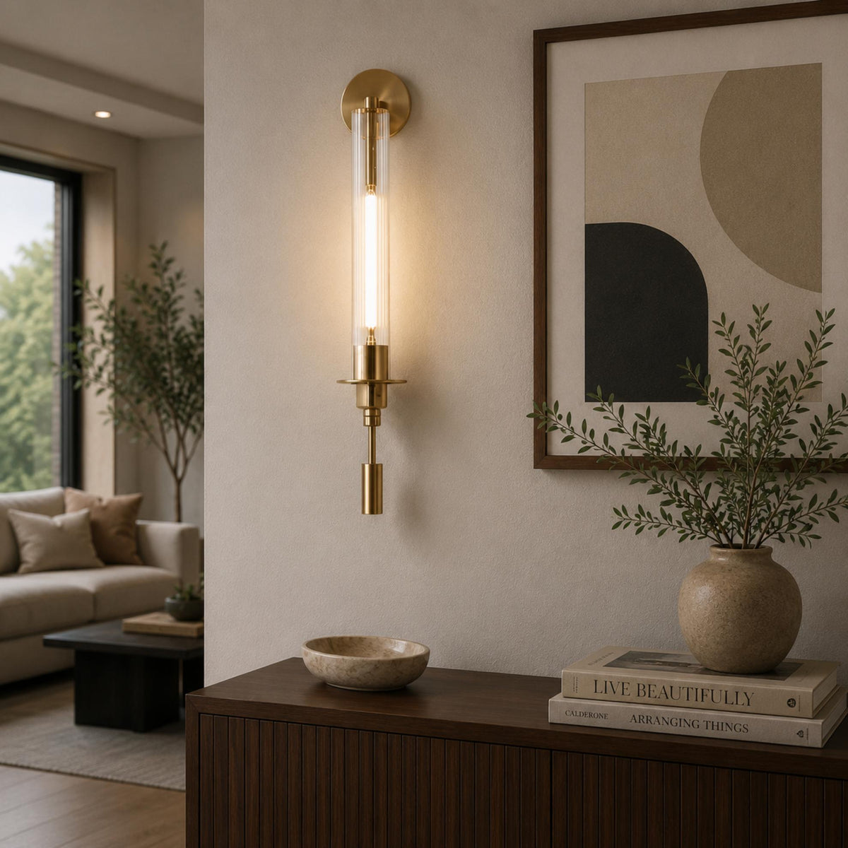Copper Frame Wall Light Clear Glass Shade LED Accent