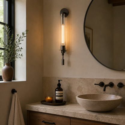 Copper Frame Wall Light Clear Glass Shade LED Accent