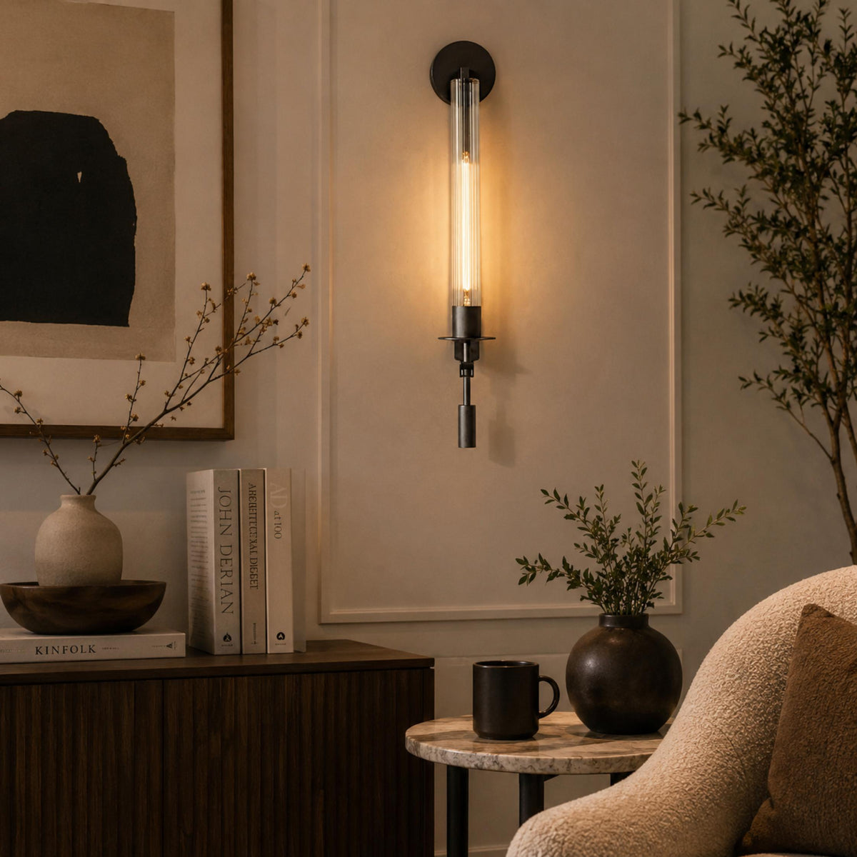 Copper Frame Wall Light Clear Glass Shade LED Accent