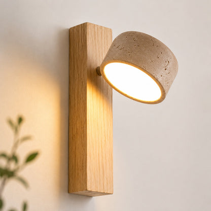 Yellow Travertine Wall Light Wood Wall Mounted LED