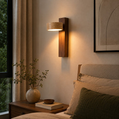 Yellow Travertine Wall Light Wood Wall Mounted LED