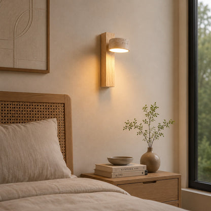 Yellow Travertine Wall Light Wood Wall Mounted LED