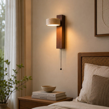 Yellow Travertine Wall Light Wood Wall Mounted LED