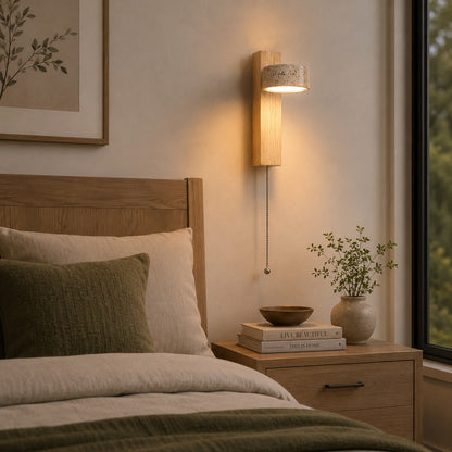 Yellow Travertine Wall Light Wood Wall Mounted LED