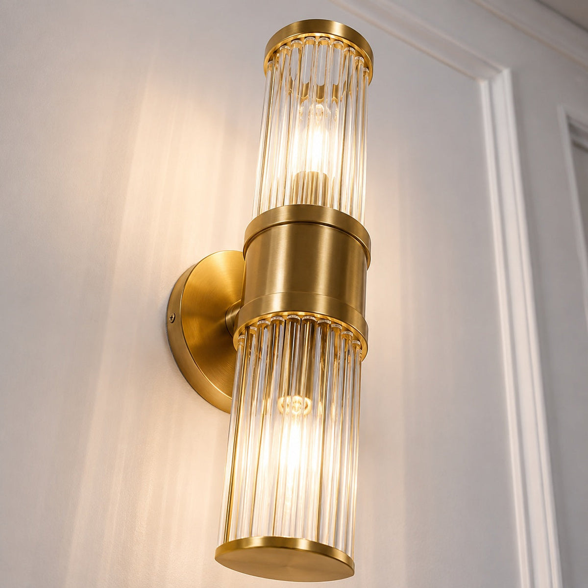 Iron Chrome Wall Sconce Glass Shade Wall Mounted LED