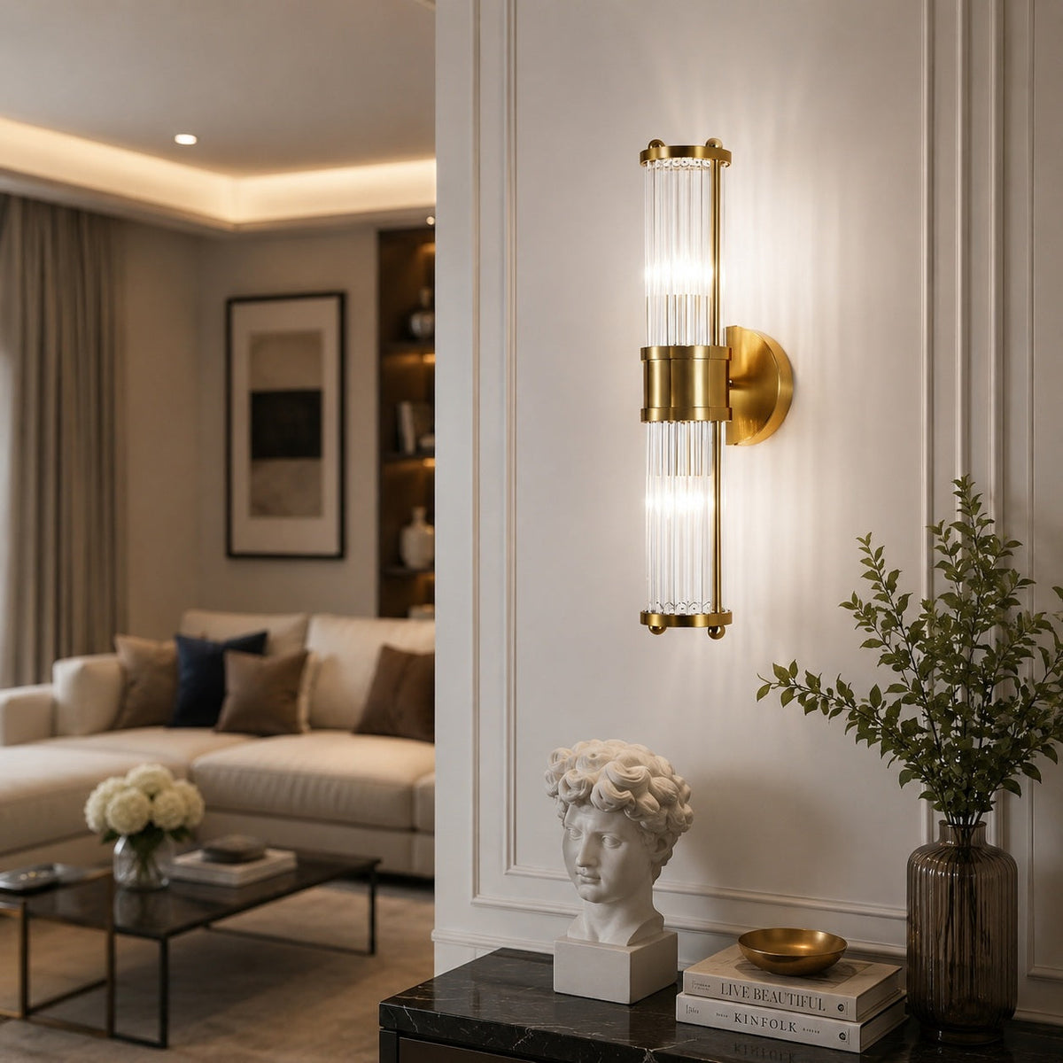 Iron Chrome Wall Sconce Glass Shade Wall Mounted LED