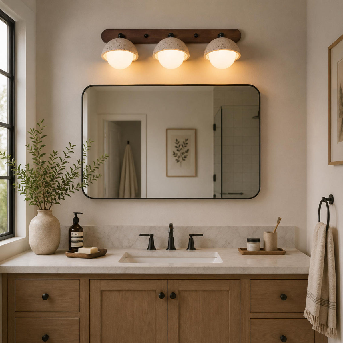 Travertine Pull Chain Wall Sconce