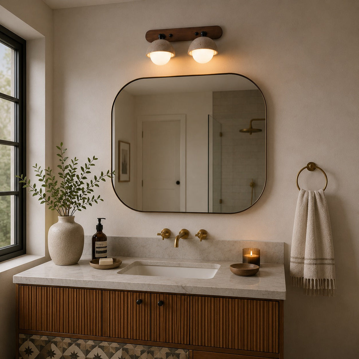 Travertine Pull Chain Wall Sconce