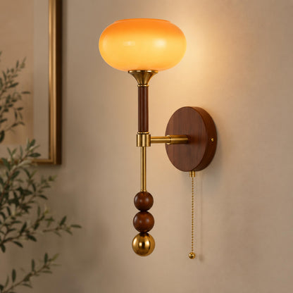 Wood & Glass Shade Wall Sconce Wall Mounted LED