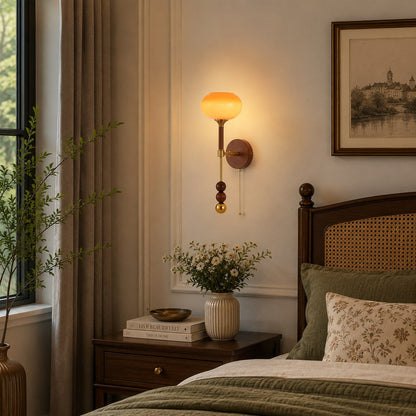 Wood & Glass Shade Wall Sconce Wall Mounted LED