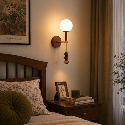 Wood & Glass Shade Wall Sconce Wall Mounted LED