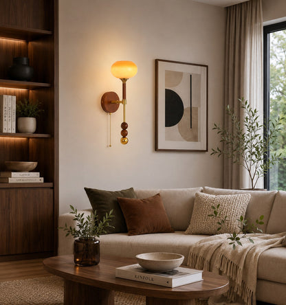 Wood & Glass Shade Wall Sconce Wall Mounted LED