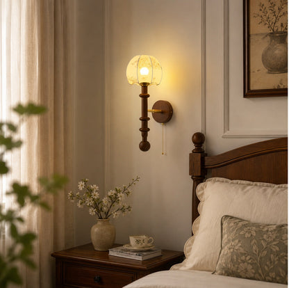 Wood & Glass Shade Wall Sconce Wall Mounted LED