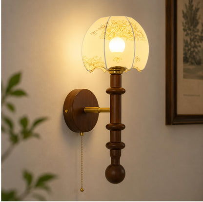 Wood & Glass Shade Wall Sconce Wall Mounted LED